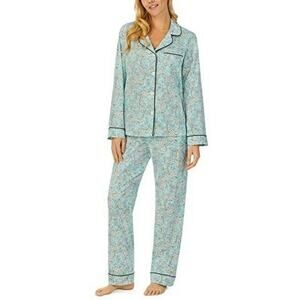 Worn ONCE BedHead Cotton Classic Long Sleeve Pajama Set Aqua Sunny Lilacs XS